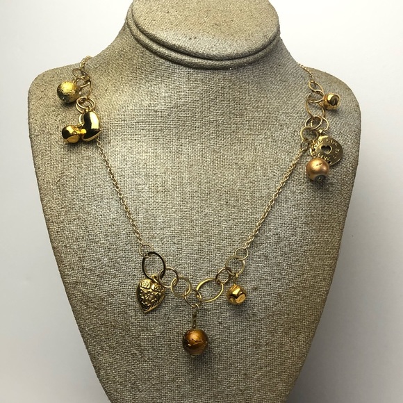 🐷 Gold Toned Charm Necklace - Picture 1 of 8